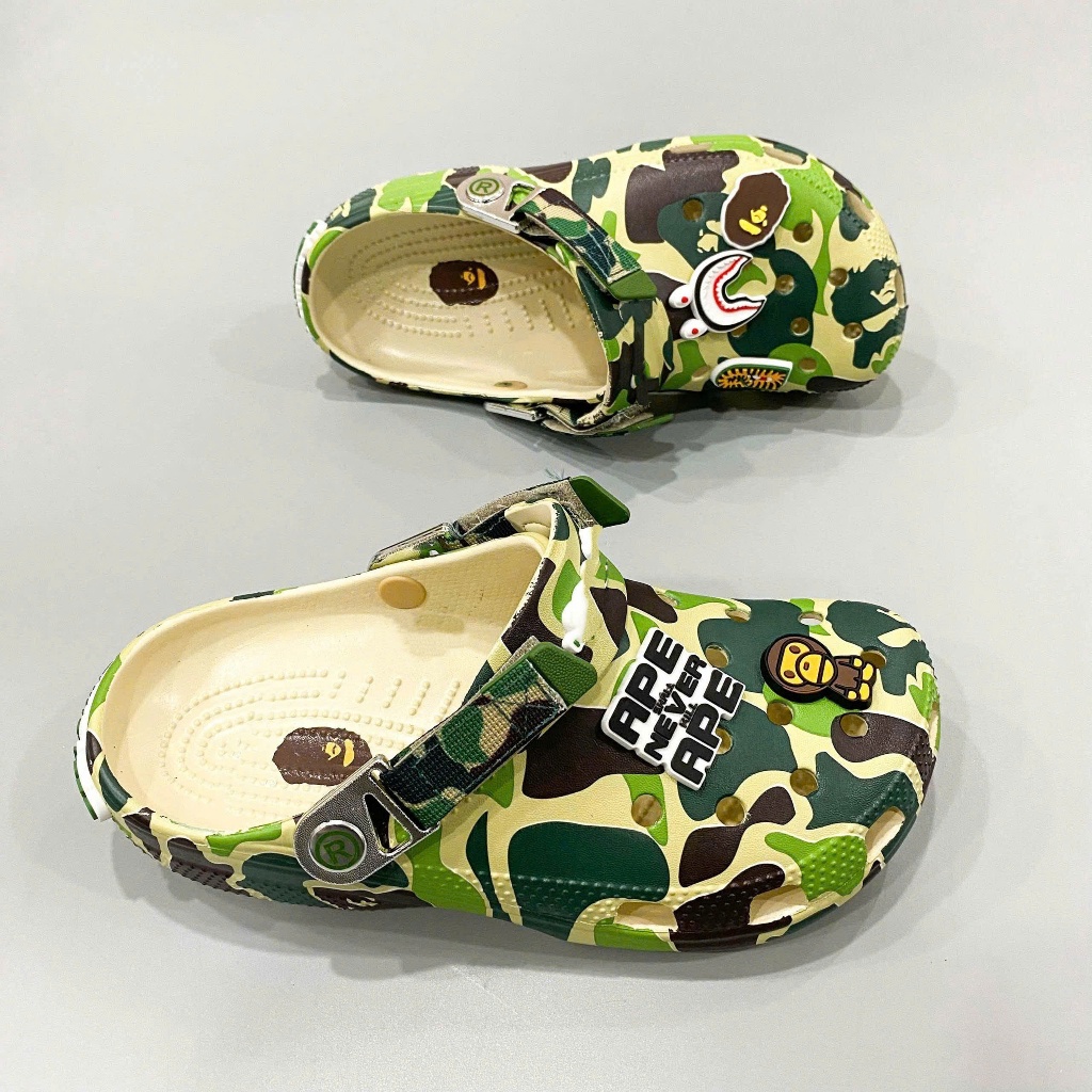Dép sục classic bape unisex, sục bape nam nữ tặng kèm charm 3d chủ đề cao cấp trang trí | BigBuy360 - bigbuy360.vn