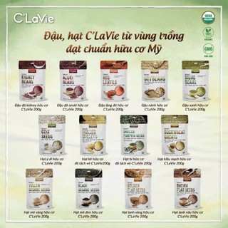 Đậu hạt hữu cơ C'LaVie 200g Đậu lăng Hạt lanh Hạt mè Hạt bí Diêm mạch Kiều mạch Ý dĩ Đậu đỏ Đậu xanh