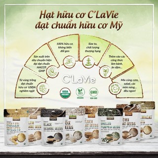 Đậu hạt hữu cơ C'LaVie 200g Đậu lăng Hạt lanh Hạt mè Hạt bí Diêm mạch Kiều mạch Ý dĩ Đậu đỏ Đậu xanh