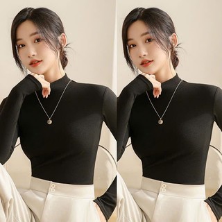 Combo 2 áo GIỮ NHIỆT nữ tay dài cao cổ 3cm GiangVu co giãn 4 chiều LÓT NỈ hàng loại 1, Áo thun giữ nhiệt dài tay ôm body