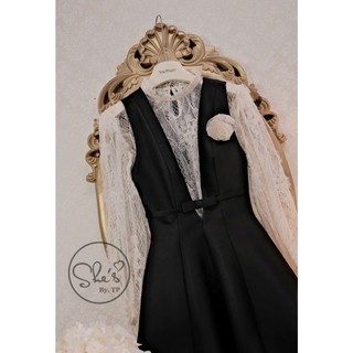 Set 3 chi tiết 1 áo ren mix yến takta xoè kèm hoa cài dành cho chị em mặc đi cưới tiệc tùng cao cấp - Baotrang.clothes