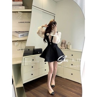 Set 3 chi tiết 1 áo ren mix yến takta xoè kèm hoa cài dành cho chị em mặc đi cưới tiệc tùng cao cấp - Baotrang.clothes