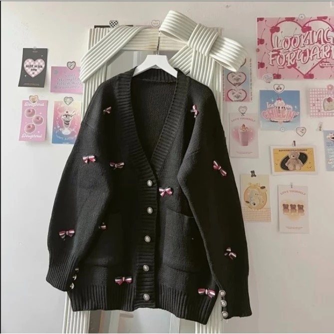 Áo khoác nỉ unisex nam nữ phong cách hàn quốc thêu full nơ Thome xinh xắn dễ thương hottrend
