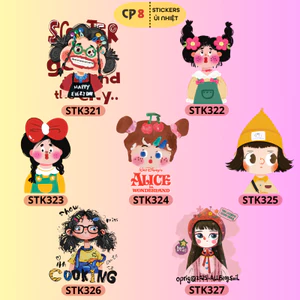 Bộ Hình In, Ủi Nhiệt Sticker Cartoon Girl 01 - CP8 PET Sticker