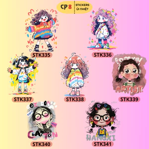 Bộ Hình In, Ủi Nhiệt Sticker Cartoon Girl 03 - CP8 PET Sticker