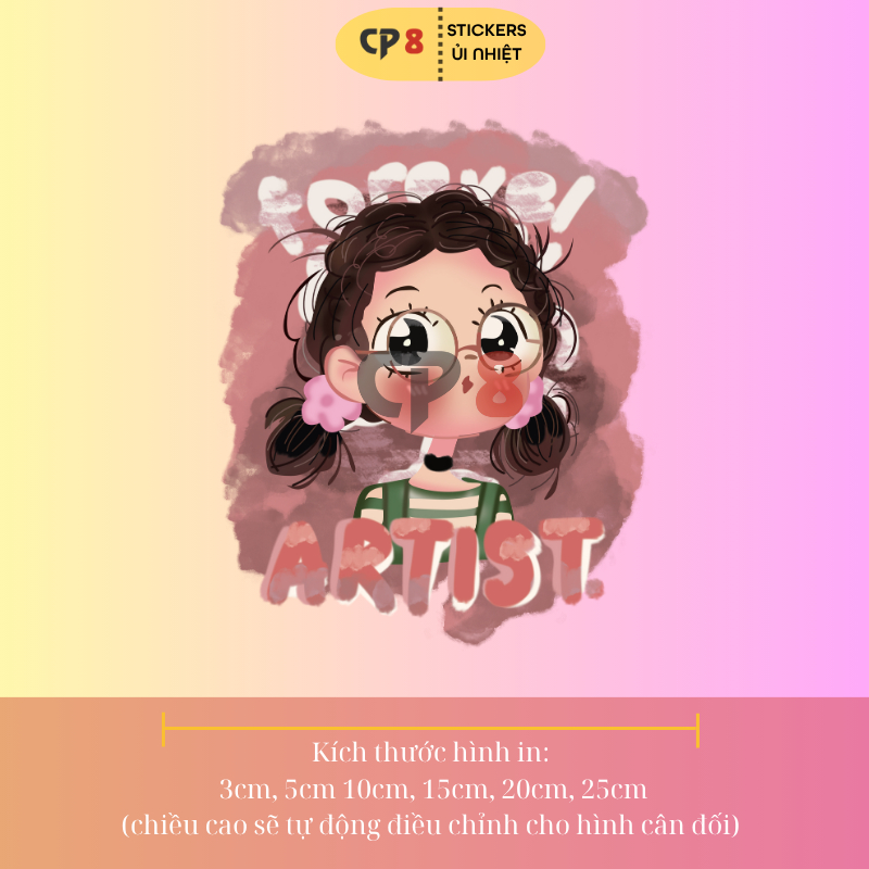 Bộ Hình In, Ủi Nhiệt Sticker Cartoon Girl 03 - CP8 PET Sticker
