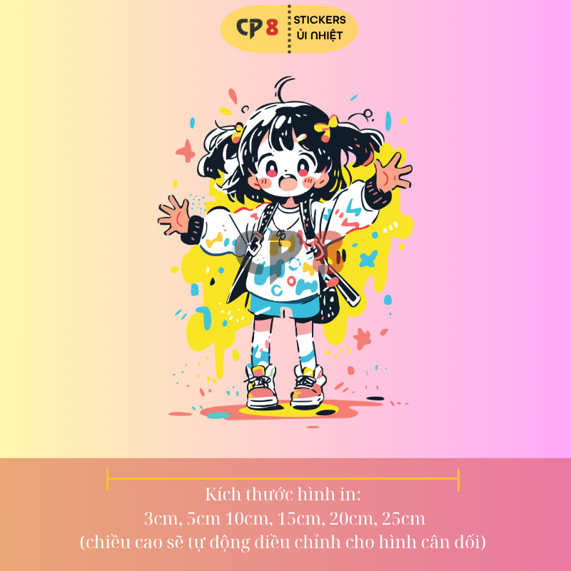 Bộ Hình In, Ủi Nhiệt Sticker Cartoon Girl 03 - CP8 PET Sticker