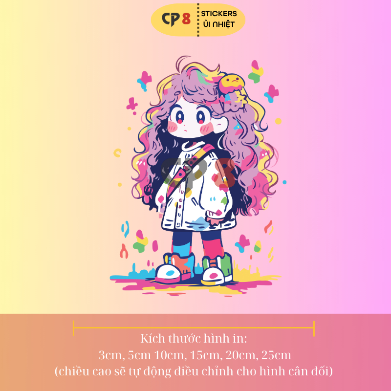 Bộ Hình In, Ủi Nhiệt Sticker Cartoon Girl 03 - CP8 PET Sticker