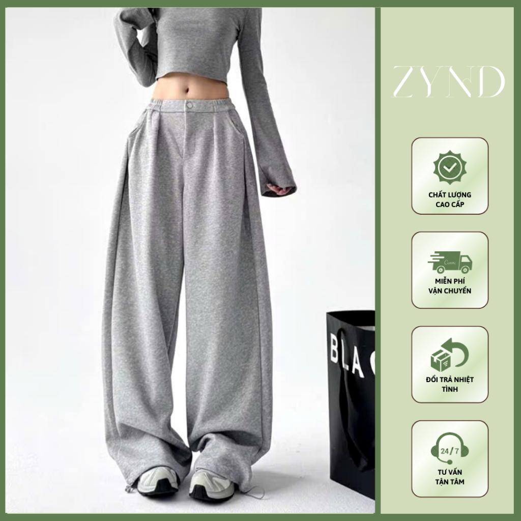 Quần Nỉ Ống Rộng ZynD - Quần nỉ 2 da cạp cúc mặc ấm áp và thời trang cho mùa đông -AD-M046