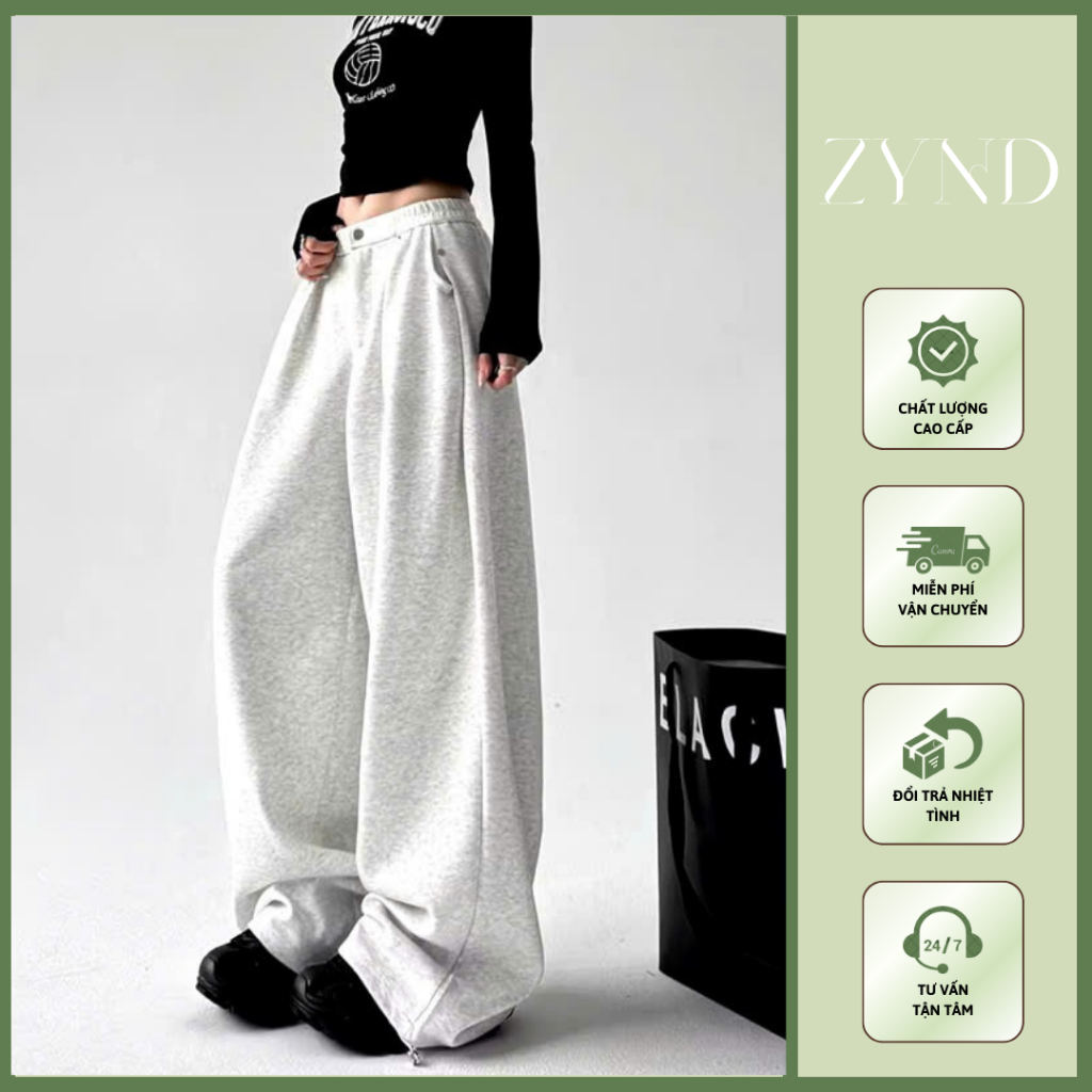 Quần Nỉ Ống Rộng ZynD - Quần nỉ 2 da cạp cúc mặc ấm áp và thời trang cho mùa đông -AD-M046