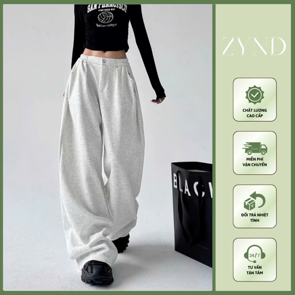Quần Nỉ Ống Rộng ZynD - Quần nỉ 2 da cạp cúc mặc ấm áp và thời trang cho mùa đông -AD-M046