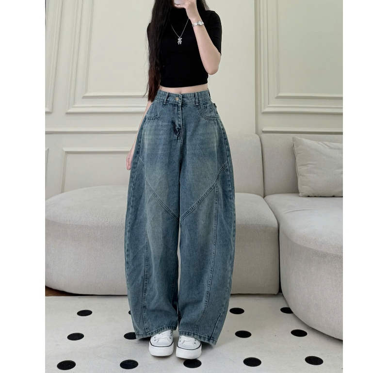 Quần Jeans Nữ Ống Cong Phối Linen Joolate Tôn Dáng Che Khuyết Điểm Mặc Đi Làm Đi Học