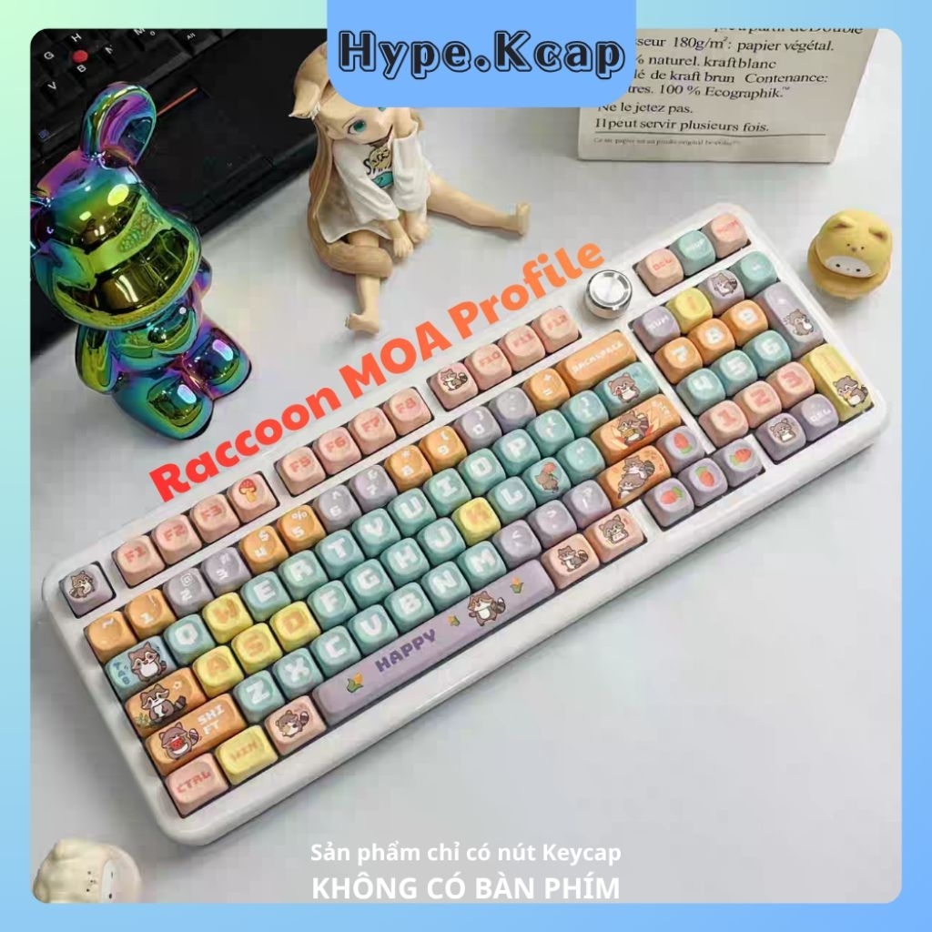 Keycap Raccoon MOA Profile dễ thương nhựa PBT cho bàn phím cơ| Nút cho ...