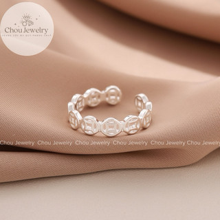 Nhẫn Kim Tiền Bạc ý S925 free Size Sang Trọng Phong Thuỷ - Chou Jewelry