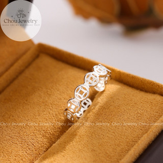 Nhẫn Kim Tiền Bạc ý S925 free Size Sang Trọng Phong Thuỷ - Chou Jewelry