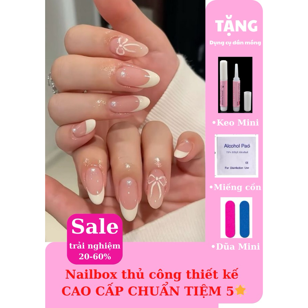 [SALE] Móng úp tay, móng tay giả nail box thiết kế T87 thạch hồng frend ...