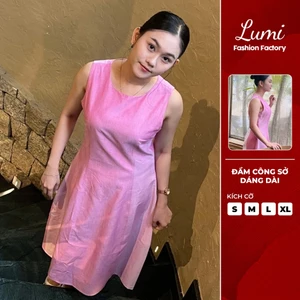LUMI – Đầm công sở nữ dáng dài chất vải thô cotton đứng form, thanh lịch phù hợp đi làm đi chơi