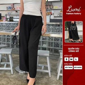 LUMI - Quần dài công sở nữ ống suông rộng cạp chun chất liệu đũi trơn và đũi nhăn mát nhẹ dễ mặc