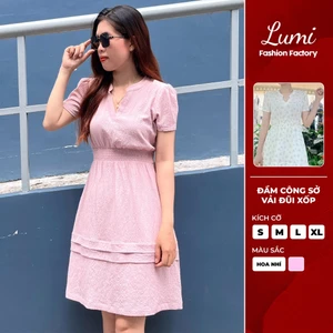 LUMI - Đầm công sở nữ vải đũi xốp thoáng mát, thiết kế thanh lịch phù với mọi sự kiện