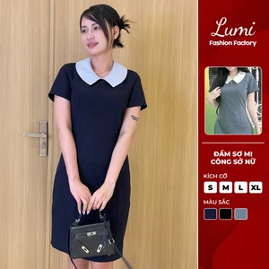 LUMI - Đầm sơ mi công sở nữ thiết kế cổ bèo, form suông dáng ngắn, thanh lịch phù hợp đi làm đi chơi
