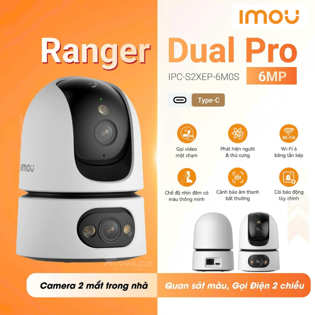 Camera Wifi IMOU 2 Mắt Ranger Dual Pro S2XEP 6MP/10MP, S2XP, Xoay 360 Độ, Đàm Thoại 2 Chiều, Có Màu Ban Đêm | BigBuy360 - bigbuy360.vn