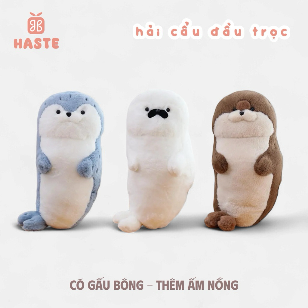 Gấu Thú Bông Hải Cẩu Rái Cá Sư Tử Biển Đầu Trọc Quà Tặng Độc Đáo Lông Xù Siêu Mềm Mịn Siêu Dễ Thương