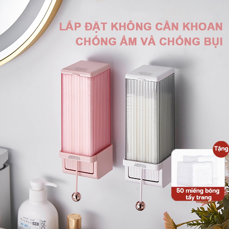 Kaleis Hộp Đựng Bông Tẩy Trang Treo Tường Tự Động, Chống Thấm Nước, Tiết Kiệm Không Gian, Dễ Lắp Đặt