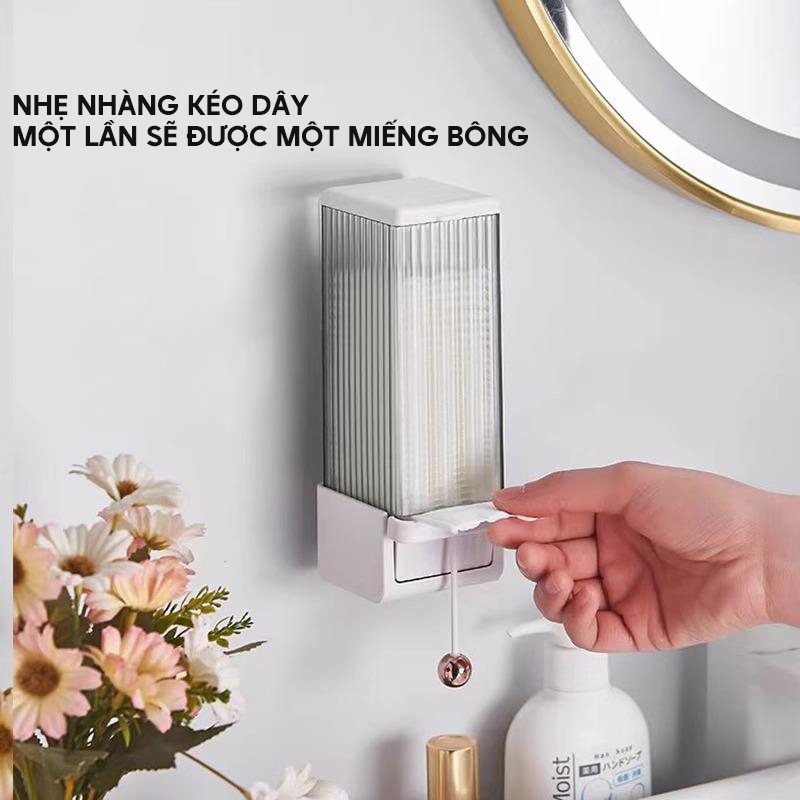 Kaleis Hộp Đựng Bông Tẩy Trang Treo Tường Tự Động, Chống Thấm Nước, Tiết Kiệm Không Gian, Dễ Lắp Đặt
