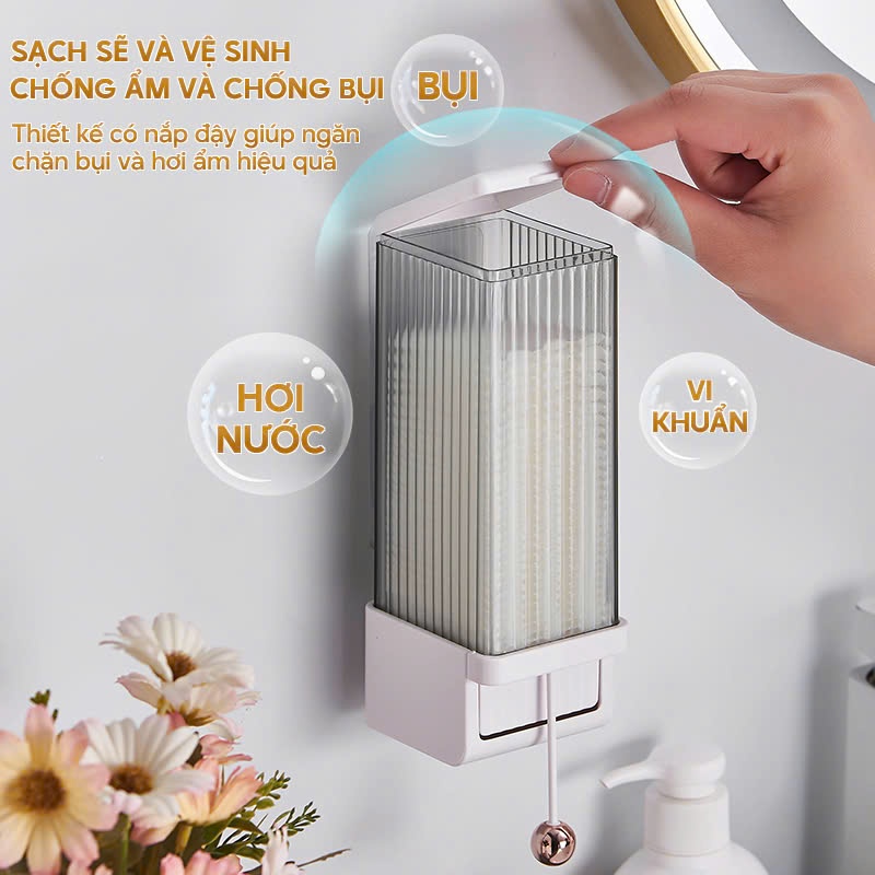 Kaleis Hộp Đựng Bông Tẩy Trang Treo Tường Tự Động, Chống Thấm Nước, Tiết Kiệm Không Gian, Dễ Lắp Đặt