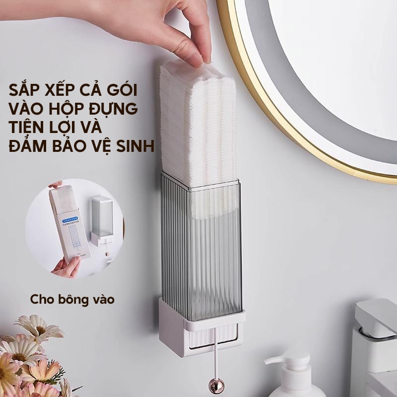 Kaleis Hộp Đựng Bông Tẩy Trang Treo Tường Tự Động, Chống Thấm Nước, Tiết Kiệm Không Gian, Dễ Lắp Đặt
