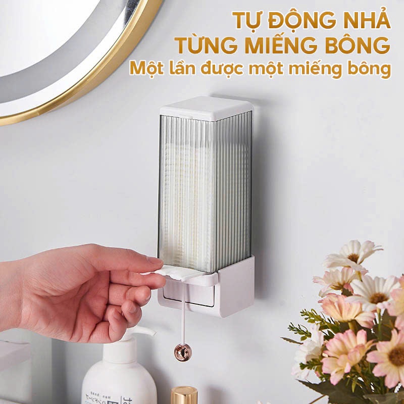 Kaleis Hộp Đựng Bông Tẩy Trang Treo Tường Tự Động, Chống Thấm Nước, Tiết Kiệm Không Gian, Dễ Lắp Đặt