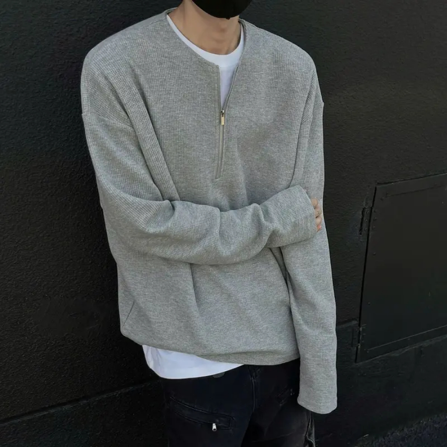 Áo Thun Nam Dài Tay 3KMENSWEAR Khóa Kéo Cổ Cotton Tổ Ong Thoáng Mát Phong Cách Hoodie