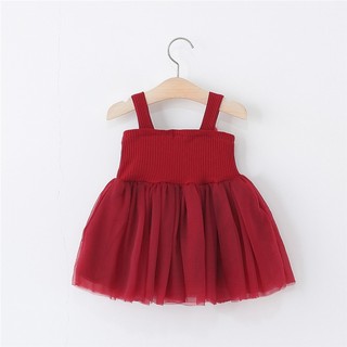 Váy hai dây thun cotton mềm mịn phong cách Hàn cho bé gái diện mùa hè xinh xắn D1123
