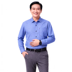 Áo sơ mi dài tay trung niên PTK AGD50, áo sơ mi trung niên tay dài mát mẻ chất liệu mềm mịn mát mẻ