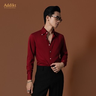 Áo Sơ Mi Nam ADDIKT Gallant Shirt 3 màu Đen/ Trắng/ Đỏ, lá cổ Button Down bản lớn, sơ mi dài tay vải Bamboo cao cấp