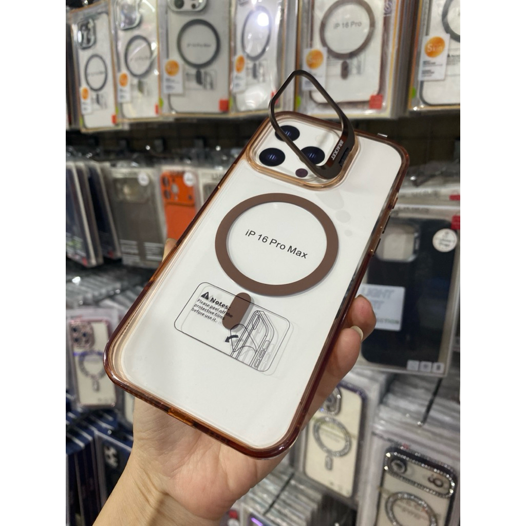 Ốp GenK hỗ trợ sạc không dây – Khung thép bảo vệ camera kèm giá đỡ iPhone 11 12 13 14 15 16 17Promax