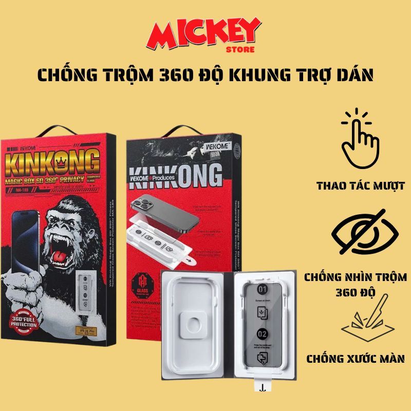 Kính iPhone KK Chống Nhìn Trộm 360 độ Kèm Khung MA-189 Cho iPhone 12 13 14 15 16 17Promax Pro Plus