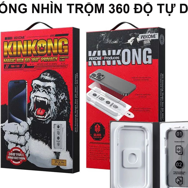 Kính iPhone KK Chống Nhìn Trộm 360 độ Kèm Khung MA-189 Cho iPhone 12 13 14 15 16 17Promax Pro Plus