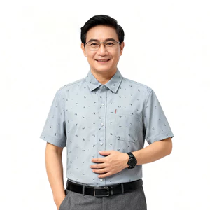 Áo sơ mi trung niên tay ngắn PTK AGD89, áo sơ mi ngắn tay trung niên nhiều màu thấm hút mồ hôi nhanh