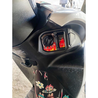 Combo Sticker Nhựa Nổi Phản Quang Dán Ổ Khoá SMARTKEY, Logo Vuông, Remote Smartkey Ho-n-da - 8 Mẫu Lửa |SGDC - 1 Combo|