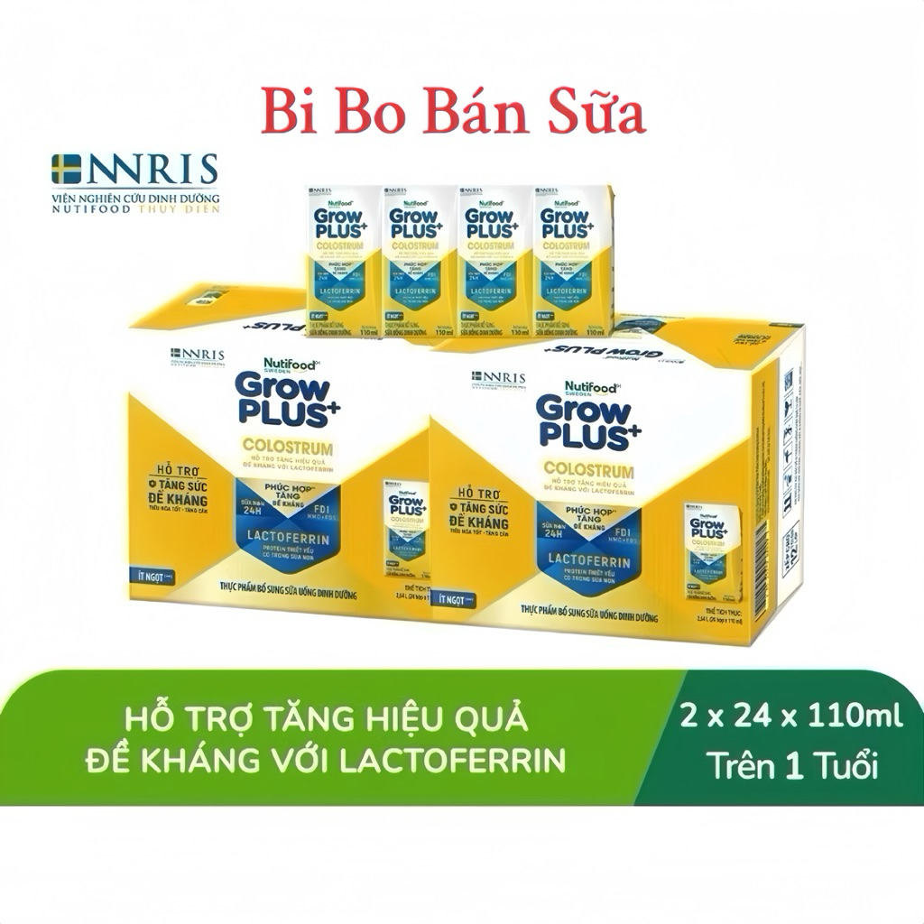 COMBO 2 Thùng 48 Hộp Sữa Bột Pha Sẵn Nutifood GrowPLUS+ Colostrum Lactoferrin 110ml