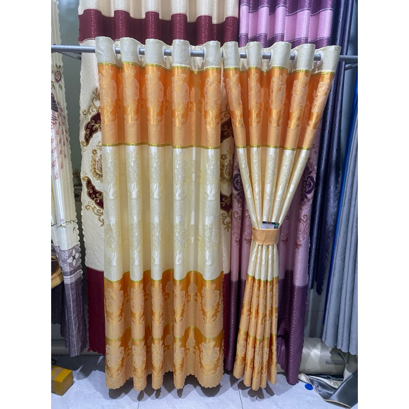 Trọn bộ rèm cửa buồng gấm hoa văn ( không thanh treo & có thanh treo ) RÈM CỬA VIỆT HÀN