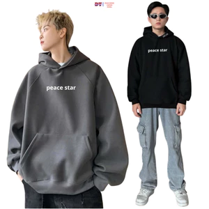 Áo hoodie PEACE STAR 3 màu đen trắng xám chất nỉ mềm mịn thật phong cách trẻ trung - K1
