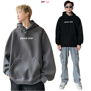 [MẪU HOT] Áo hoodie PEACE STAR 3 màu đen trắng xám chất nỉ mềm mịn thật phong cách trẻ trung - K1