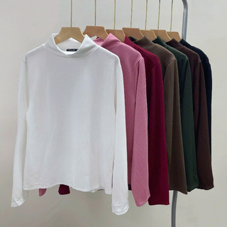 Áo thun bigsize nữ tay áo dài cổ lọ nữ tính chất nỉ gân ấm áp tôn dáng cho nàng chubby G216