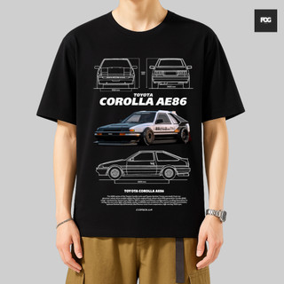 Áo Thun Nam Nữ Màu Đen Cotton Cao Cấp Xe Hơi Toyota AE86, Phong Cách Retro Âu Mỹ Y2K