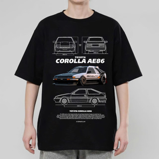 Áo Thun Nam Nữ Màu Đen Cotton Cao Cấp Xe Hơi Toyota AE86, Phong Cách Retro Âu Mỹ Y2K