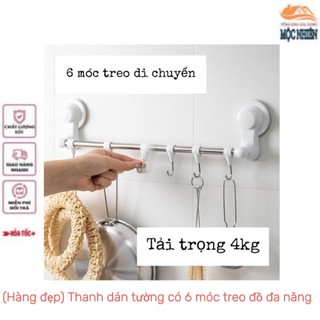 [ Hàng hot - siêu đẹp ] Thanh dán tường có 6 móc treo đồ - đa năng, siêu chắc