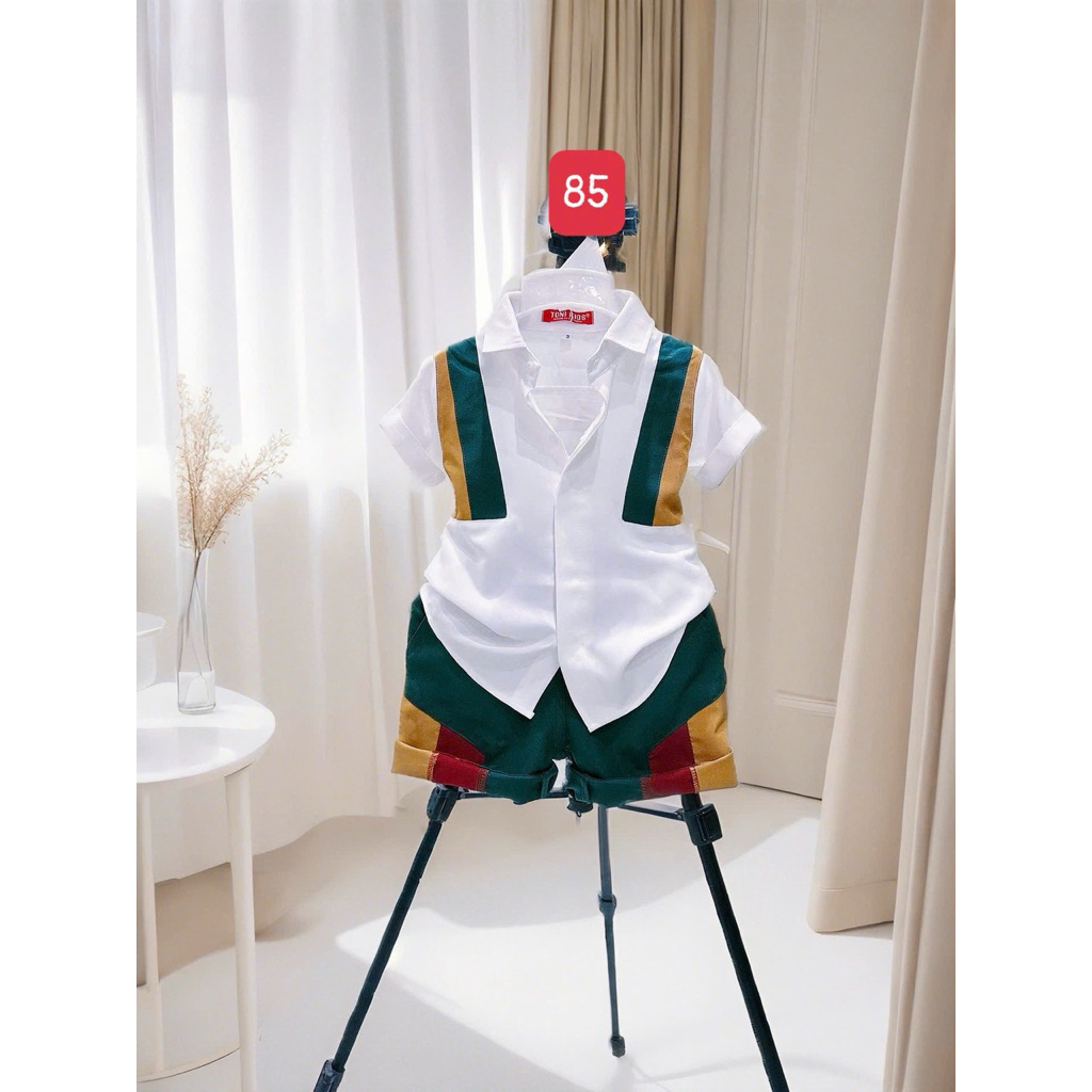 bộ sơmi phối màu thiết kế cao cấp cho bé trai 10-54kg TONIKIDS