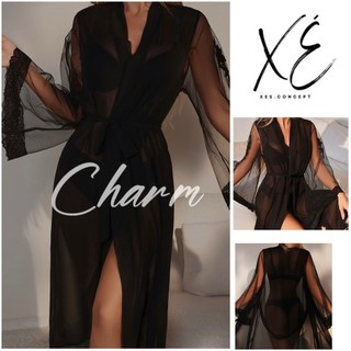 (K18) Áo choàng phối ren lưới tay hoa nổi